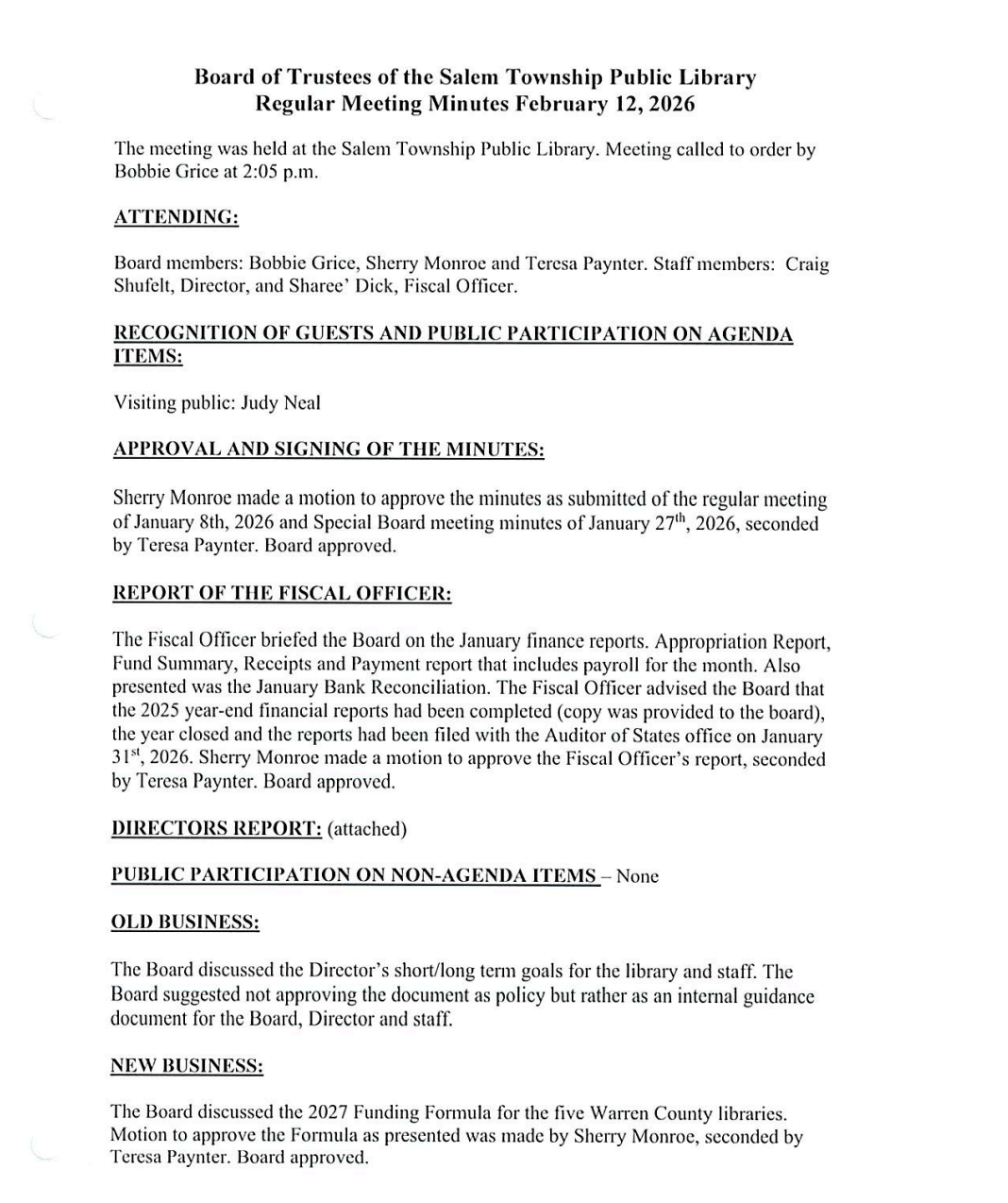 Board Meeting Minutes 
