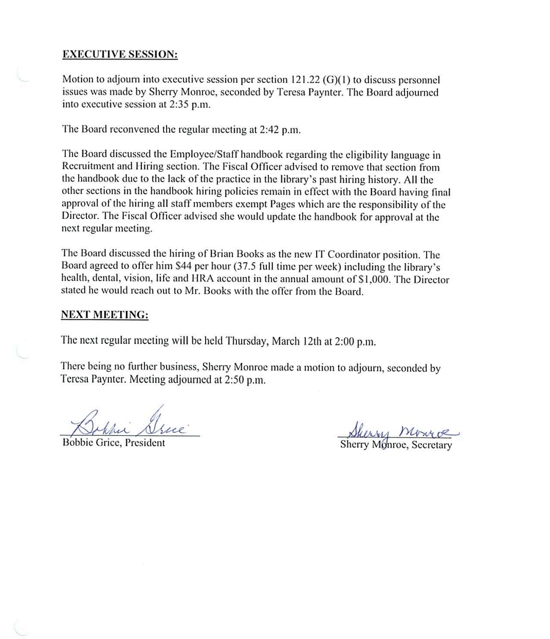 Board Meeting Minutes