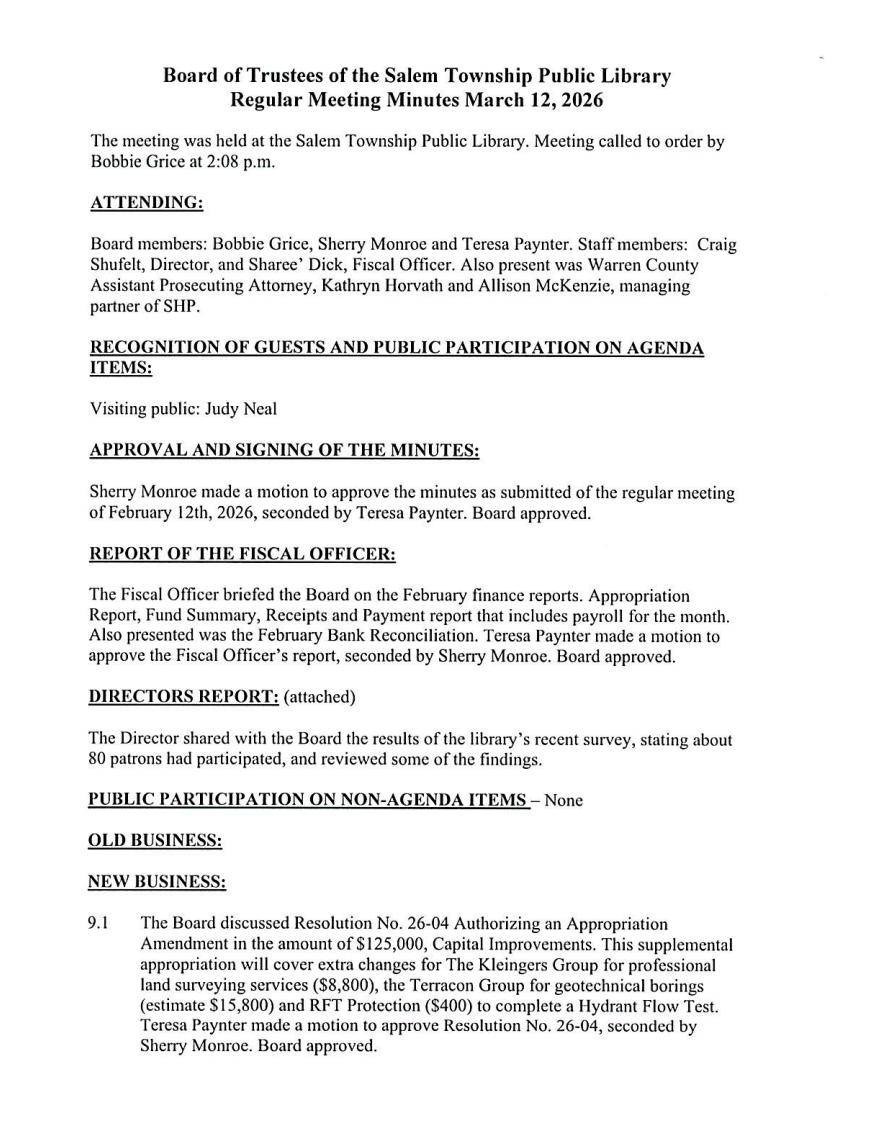 Board Meeting Minutes 