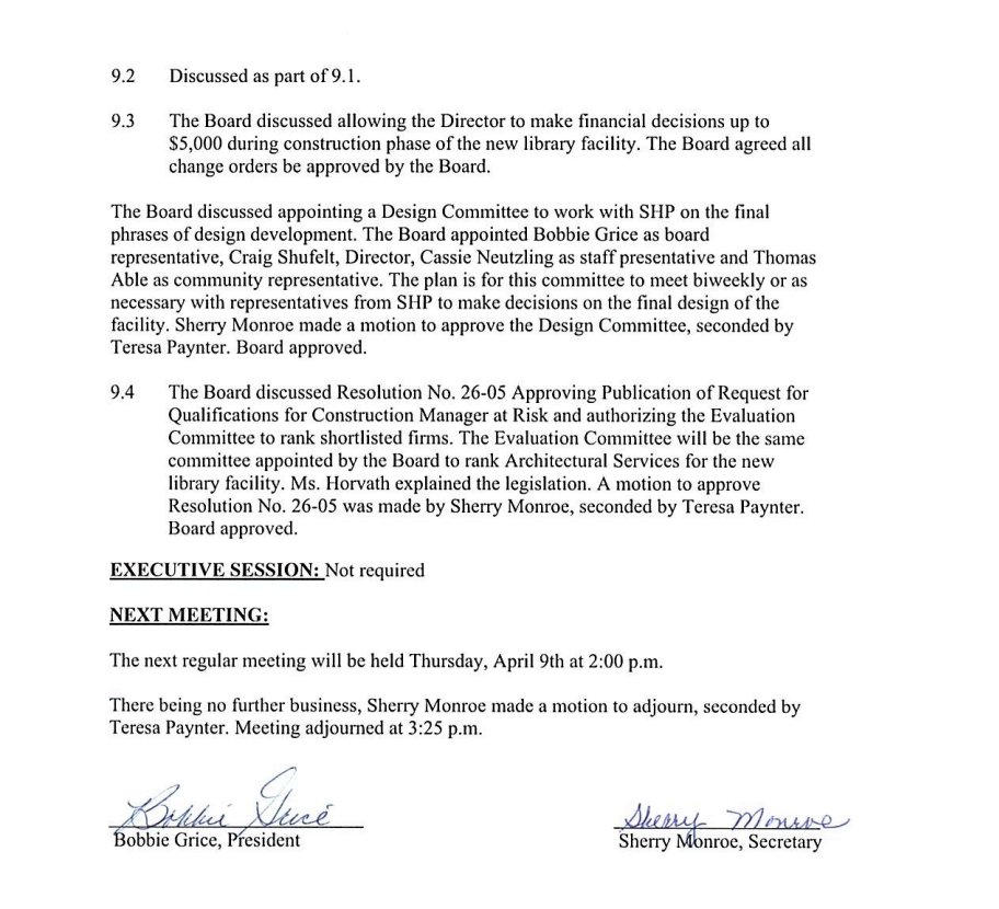 Board Meeting Minutes