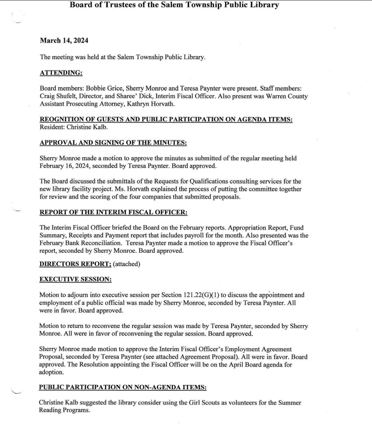 Board Meeting Minutes 