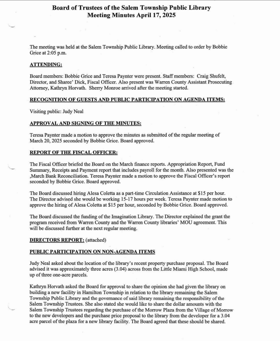 Board Meeting Minutes 