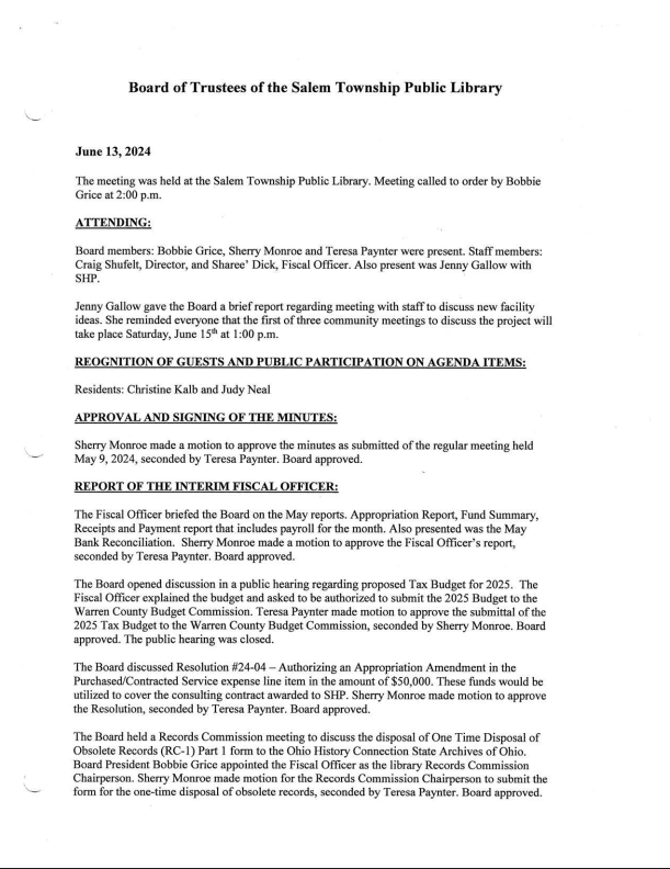 Board Meeting Minutes 