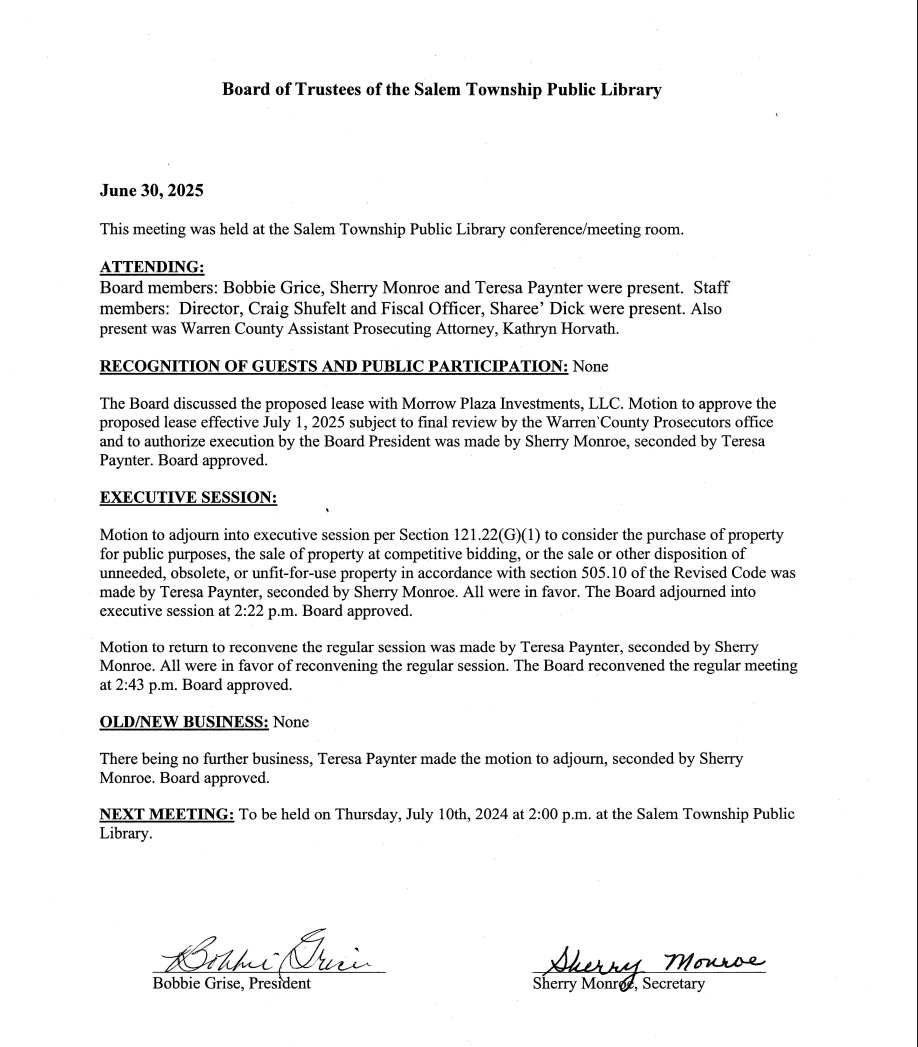 Board Meeting Minutes 