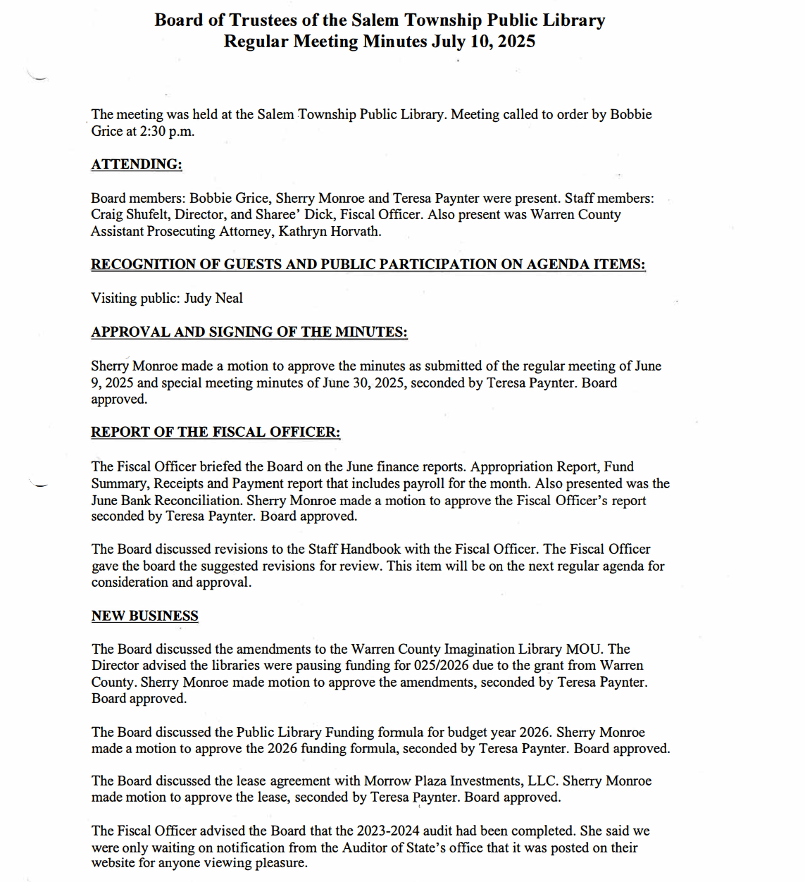 Board Meeting Minutes 07-10-25 Pt1