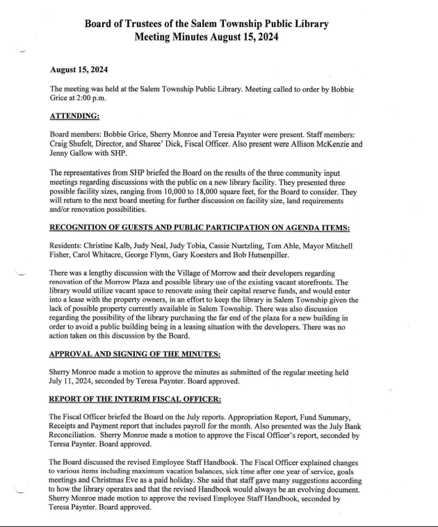 Board Meeting Minutes 