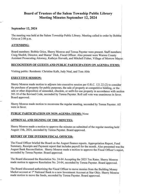 Board Meeting Minutes 