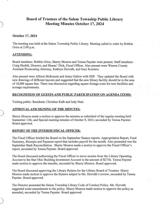 Board Meeting Minutes 