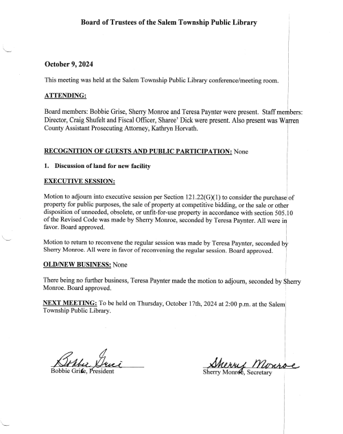 Board Meeting Minutes 
