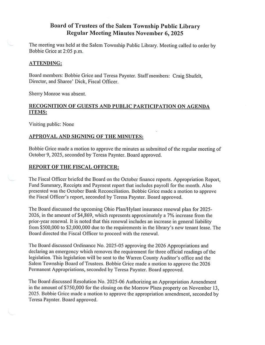 Board Meeting Minutes 