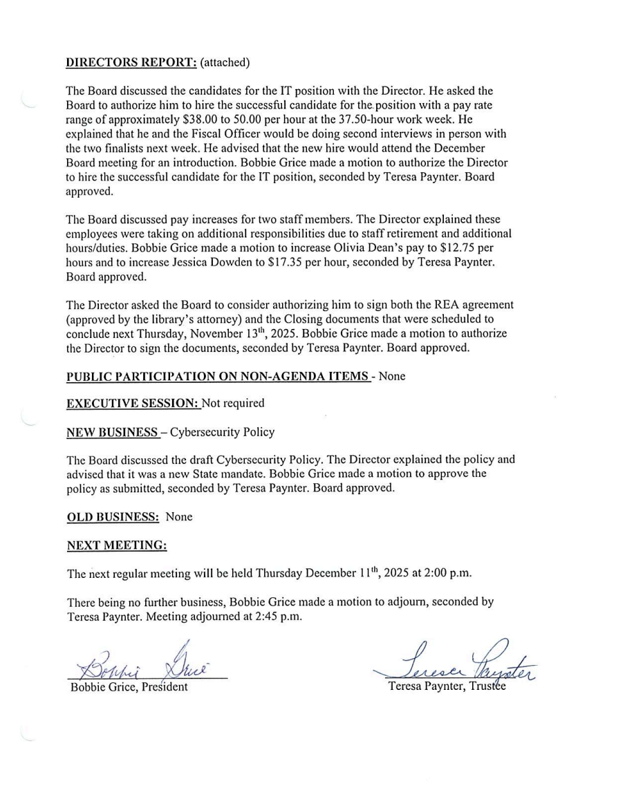 Board Meeting Minutes