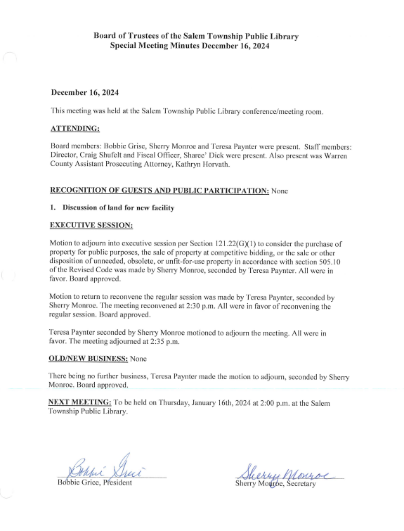 Board Meeting Minutes 