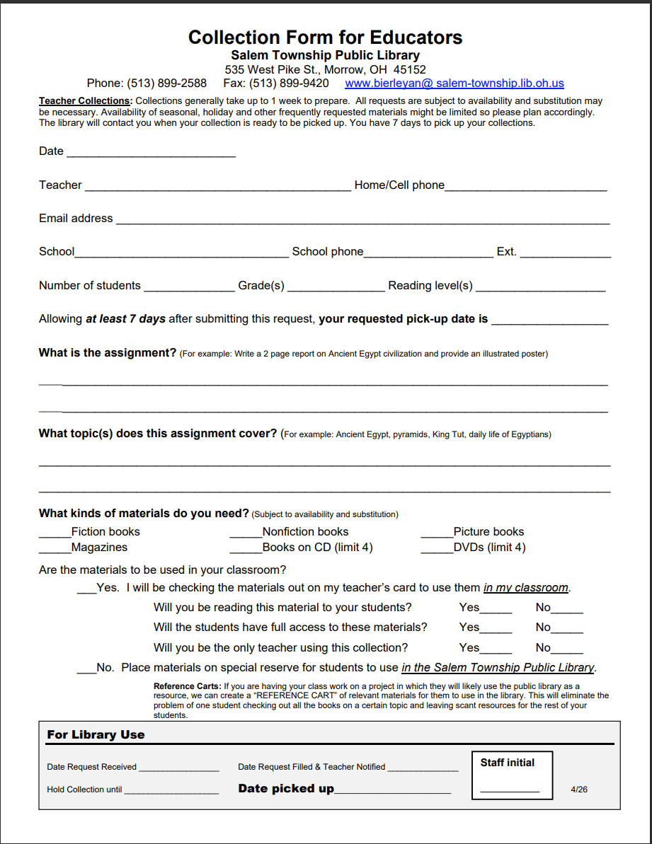 Educator's Form