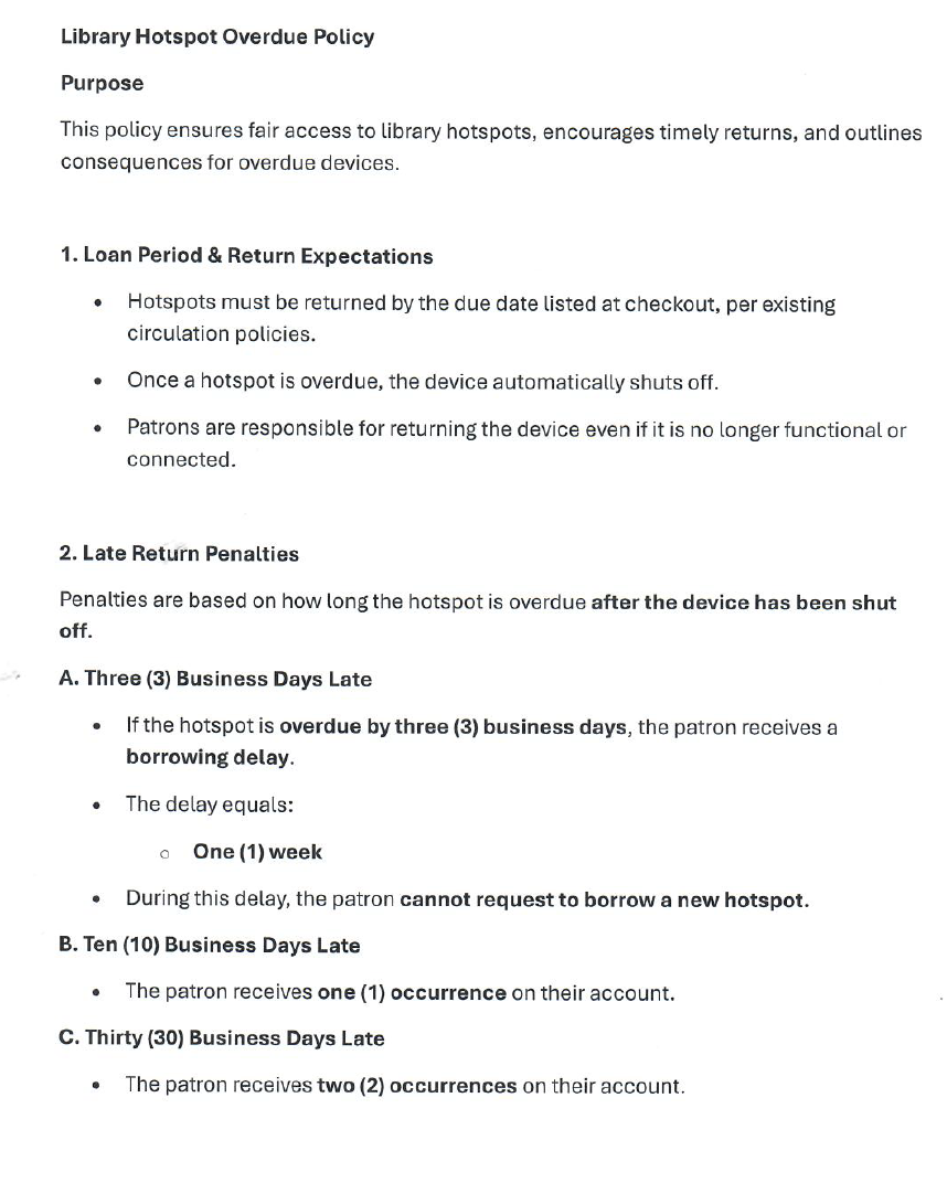 Hot Spot Policy 1